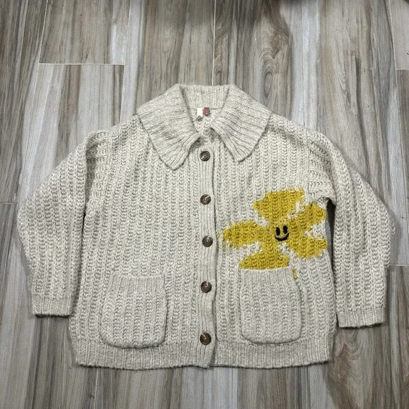 Anthropologie Beige and Yellow Knit Cardigan - Picture 3 of 10